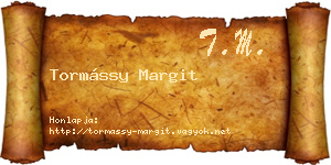Tormássy Margit névjegykártya